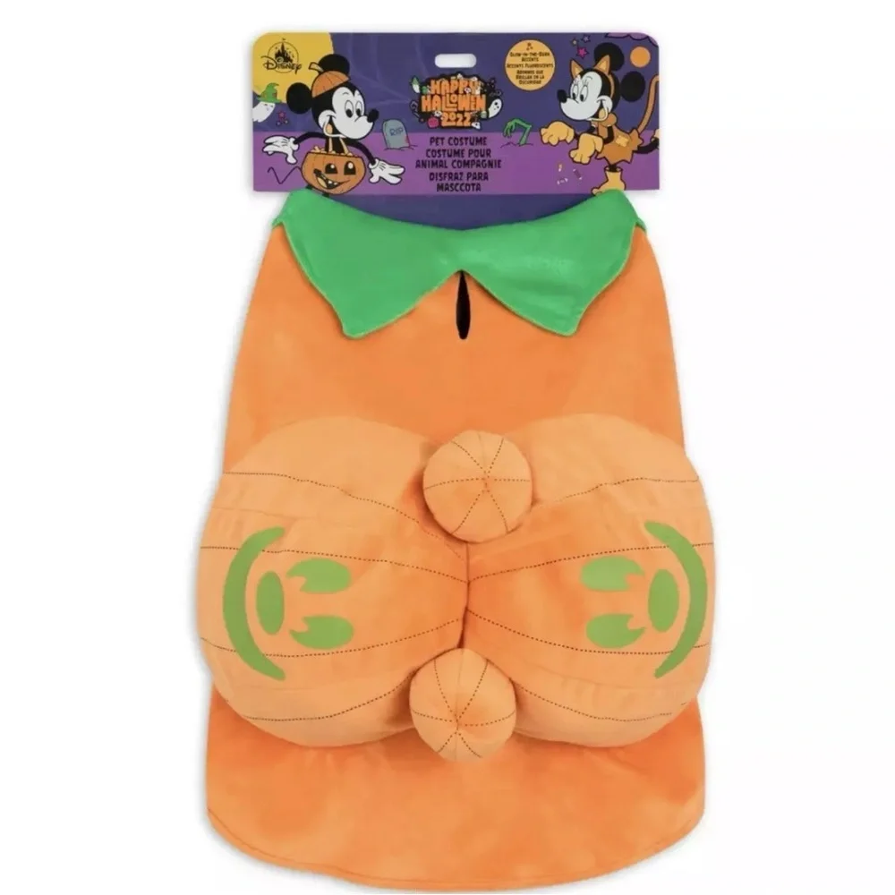 Disney Parks Mickey Jack O Lantern Pumpkin Glow in The Dark Dog Costume Medium